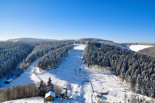panoramic view of snow scape in winterberg, germany