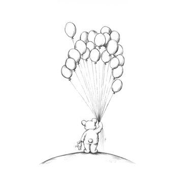 Kleiner Bär mit Luftballons 