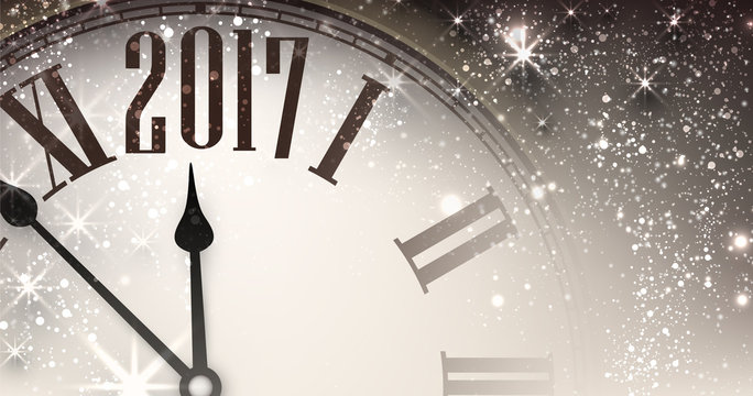 2017 New Year banner with clock.