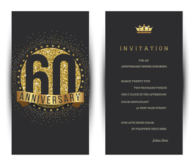 60th anniversary decorated greeting card template.