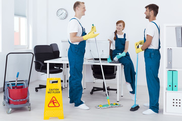 Fototapeta na wymiar Professional cleaners at work