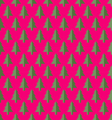 Christmas trees Seamless pattern for new year greeting card/wallpaper background. Vector Illustration.