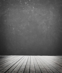 room interior with wooden floor and cement  wall