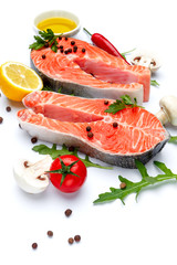 Fresh Raw Salmon Red Fish Steak