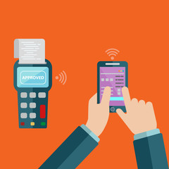 Illustration of mobile payment via smartphone