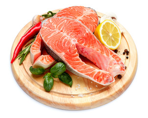 Fresh Raw Salmon Red Fish Steak