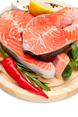 Fresh Raw Salmon Red Fish Steak