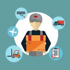 Logistics packing process delivery services isolated vector illustration