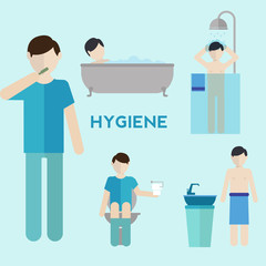 Hygiene infographic elements, bathroom icons