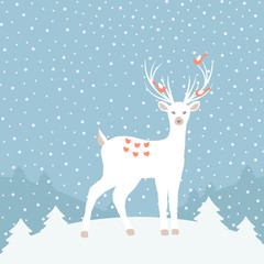 Christmas background with deer