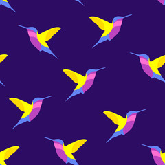 Seamless pattern hummingbird. Vector background