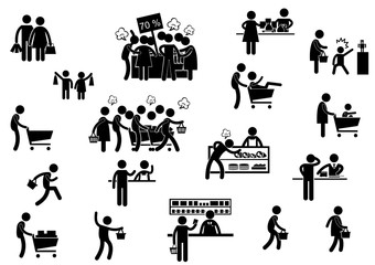 Piktogramme zum Thema Einkauf