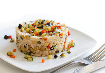 Vegetable risotto close up