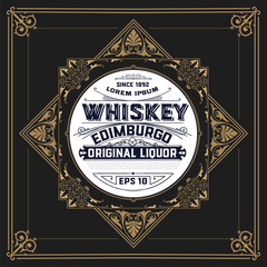 Obraz premium Whiskey label with old frames. Vector layered