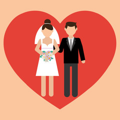 Obraz na płótnie Canvas Cartoon illustration of a boy and a girl in wedding dress