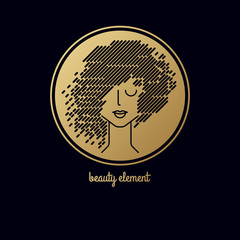 Design element for the logo with stylish female hairstyle.