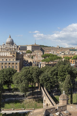Naklejka premium Blick von der Engelsburg zum Petersdom, Passetto di Borgo, Rom,