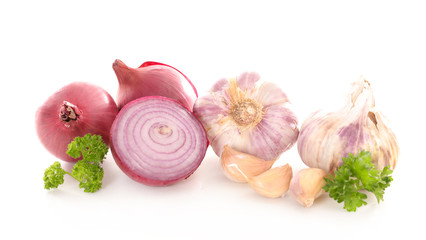 raw onion and garlic