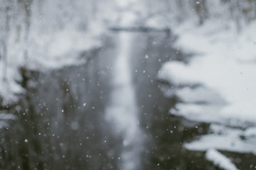 Defocused image of natural falling snow