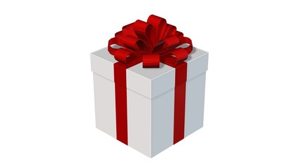 Present box for Christmas or birthday with red ribbons  isolated on white
