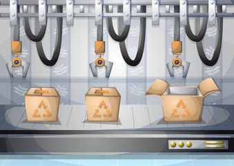 cartoon vector illustration interior factory room with separated layers in 2d graphic