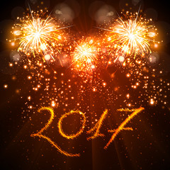 Happy New Year 2017 celebration fireworks background