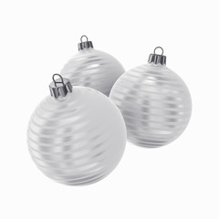 Silver decorative Christmas balls. Isolated New Year image.