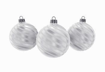 Silver decorative Christmas balls. Isolated New Year image.