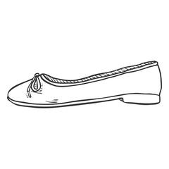 Vector Sketch Illustration - Pair of Women Ballet Flats. Side View