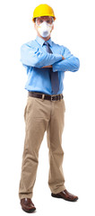 Full-length architect inspcetor construction contractor businessman isolated on white background