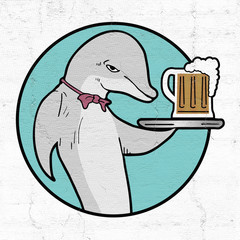 summer dolphin beer icon