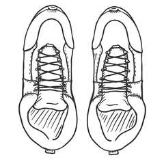 Vector Sketch Illustration - Extreme Hiking Boots. Top View