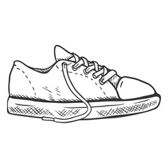 Vector Sketch Illustration - Casual Gumshoes. Side View