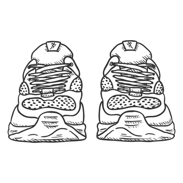 Vector Sketch Illustration - Pair of Running Shoes. Front View Stock Vector  | Adobe Stock