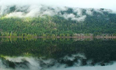 Calm and peaceful lake with reflection