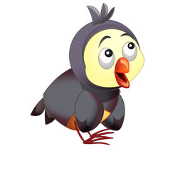 Cartoon funny colorful bird - isolated - illustration for children