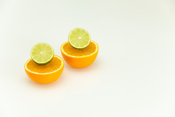 View of the fresh citrus fruits .