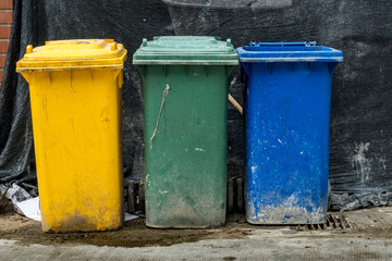 Fototapeta na wymiar Three color trash can