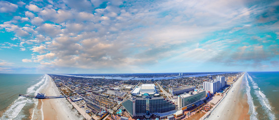 Sunset time over Daytona Beach, aerial view