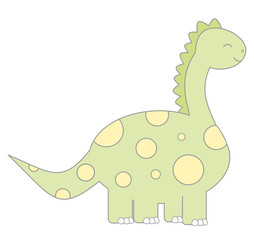 cute cartoon funny dinosaur vector illustration isolated on white background

