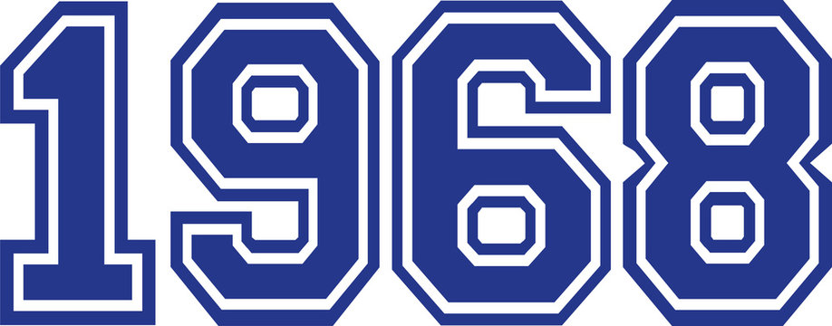 1968 Year college font