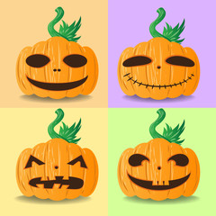 pastel color pumpkin face set