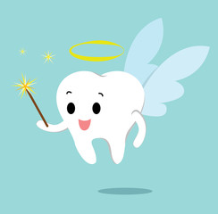 Vector of cute cartoon of tooth fairy 