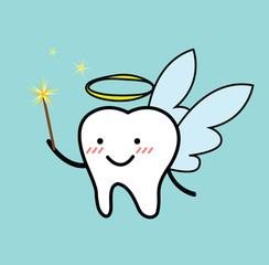 Vector of cute cartoon of tooth fairy 