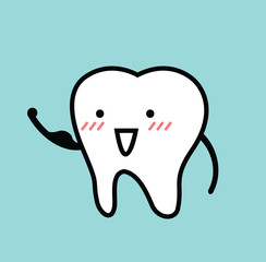 Vector of Healthy cute cartoon tooth 