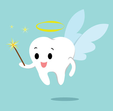 Vector of cute cartoon of tooth fairy © NYgraphic