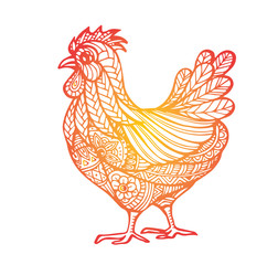 Vector hand draw of Colorful Chicken