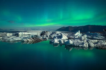 Fotobehang Aurora Borealis, IJsland © Beboy