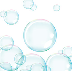 Vector of blue soap bubbles for background