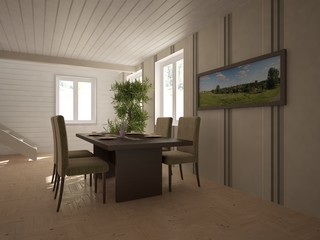 White interior design of living room